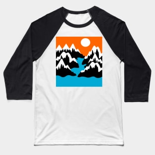 Mountain ranges river ocean sea landscape day scenery Baseball T-Shirt